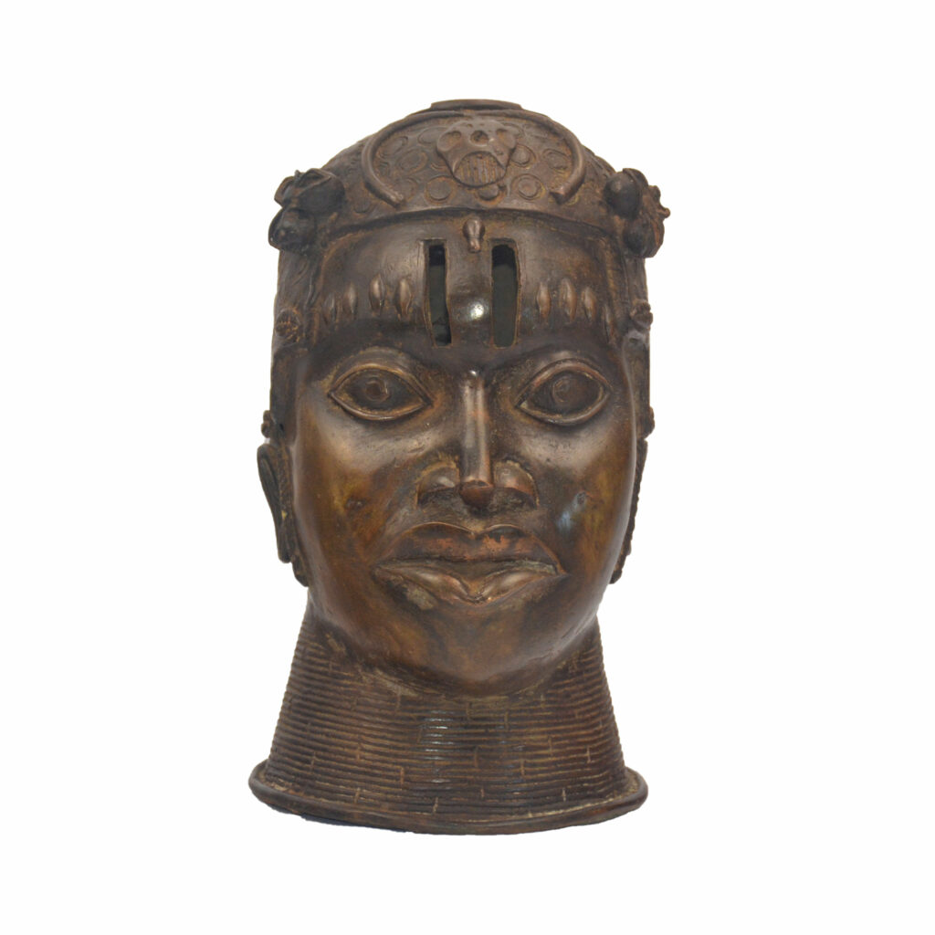 Blst31155-bronze-ife-head-blawo-1 African Wooden Shield | Design Samba Diallo | Long carved Shield